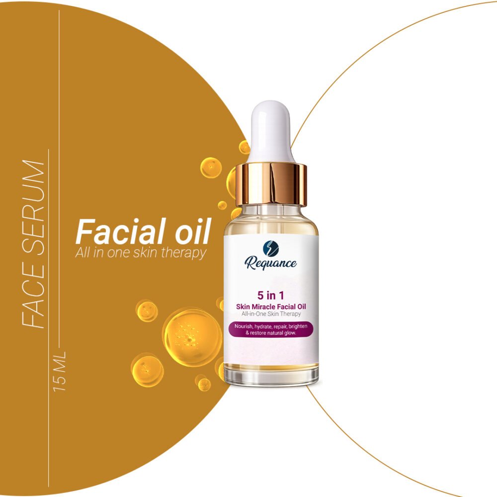 5 in 1 Facial Oil for Glowing Skin | Dark Spot Removal, Hydration & Skin Repair Oil | Lightweight Daily Use Face Oil (All Skin Types)