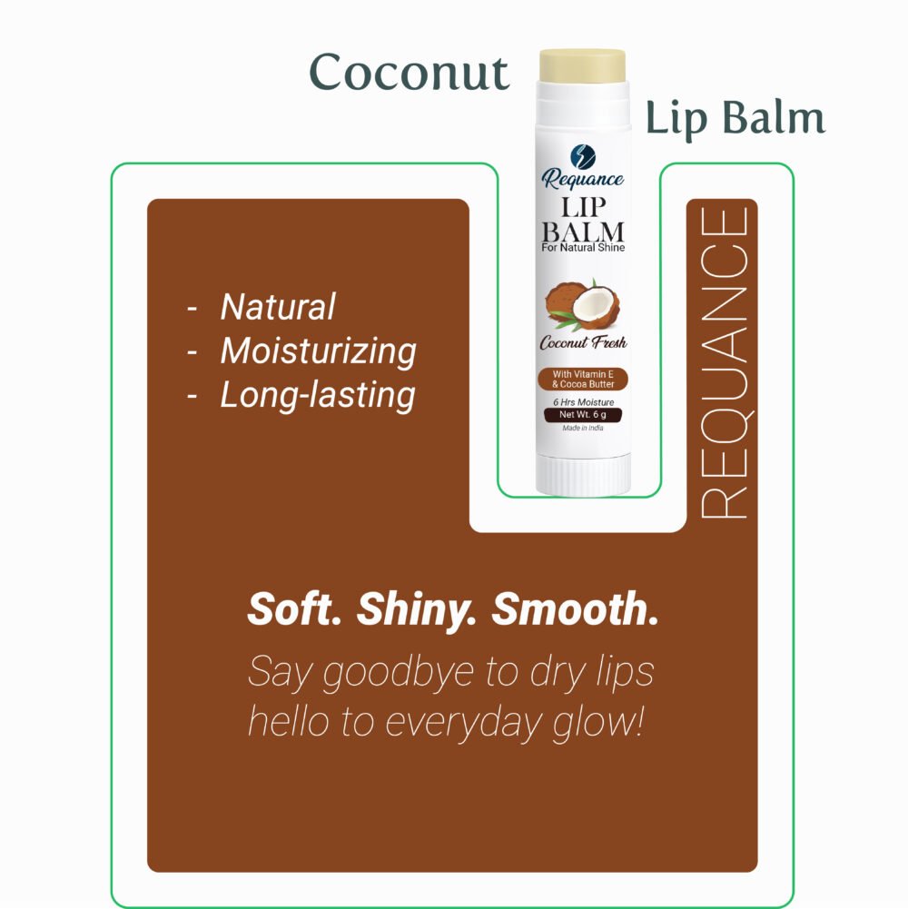Coconut Lip Balm | Vitamin E Enriched | Long-Lasting Hydration for Dry & Chapped Lips | Soft, Smooth & Glossy Lips