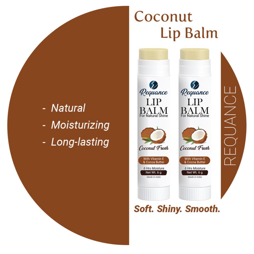 Coconut Lip Balm 1+1 Pack | Vitamin E Enriched | Long-Lasting Hydration for Dry & Chapped Lips | Soft, Smooth & Glossy Lips