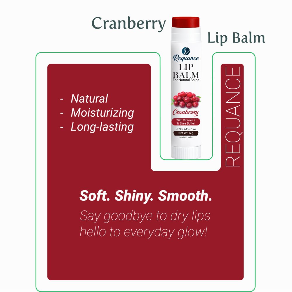 Cranberry Lip Balm | Vitamin E Enriched | Long-Lasting Hydration for Dry & Chapped Lips | Soft, Smooth & Glossy Lips