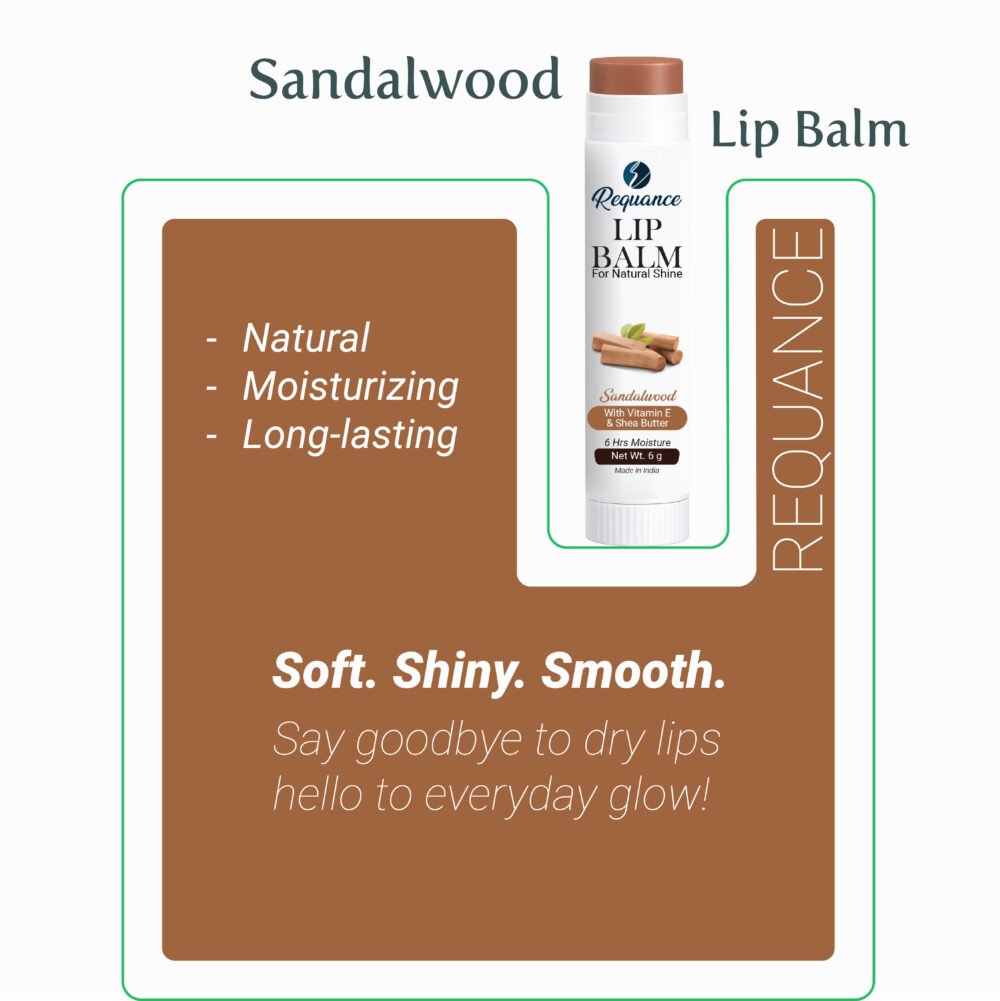 Sandalwood Lip Balm | Vitamin E Enriched | Long-Lasting Hydration for Dry & Chapped Lips | Soft, Smooth & Glossy Lips