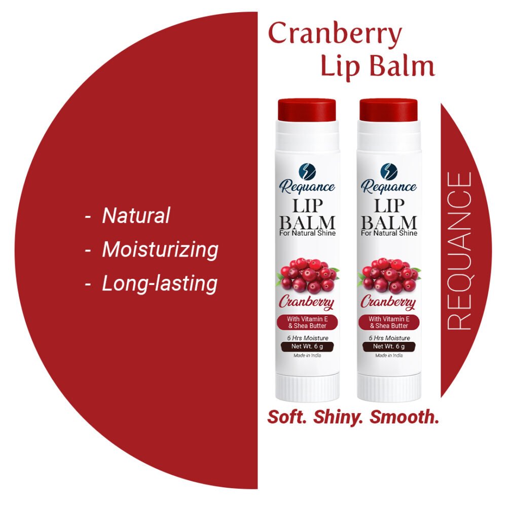Cranberry Lip Balm 1+1 Pack | Vitamin E Enriched | Long-Lasting Hydration for Dry & Chapped Lips | Soft, Smooth & Glossy Lips