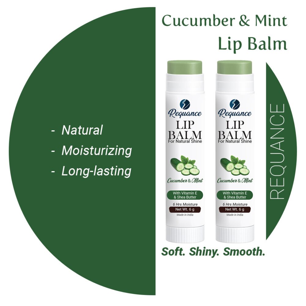 Cucumber & Mint Lip Balm 1+1 Pack | Vitamin E Enriched | Long-Lasting Hydration for Dry & Chapped Lips | Soft, Smooth & Glossy Lips